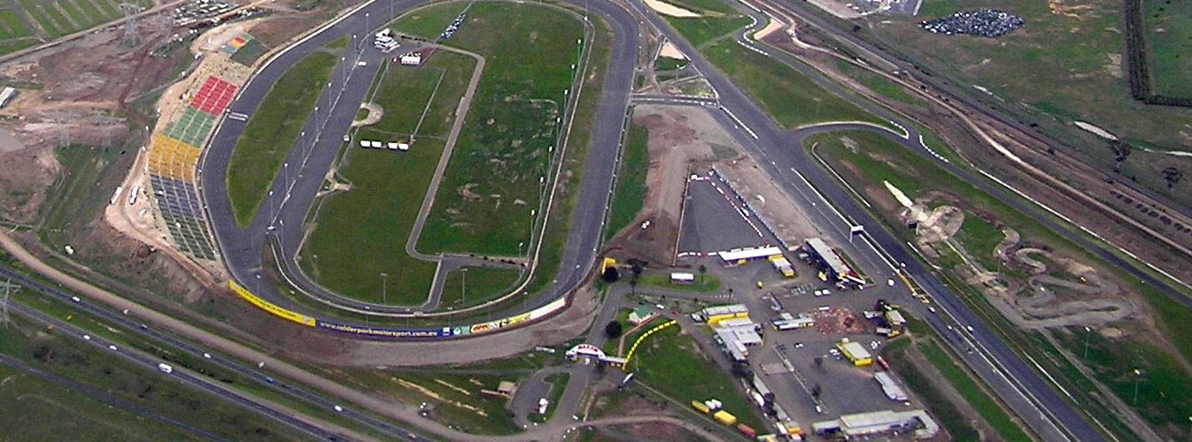 Aerial view of Calder Park Raceway in Victoria Australia